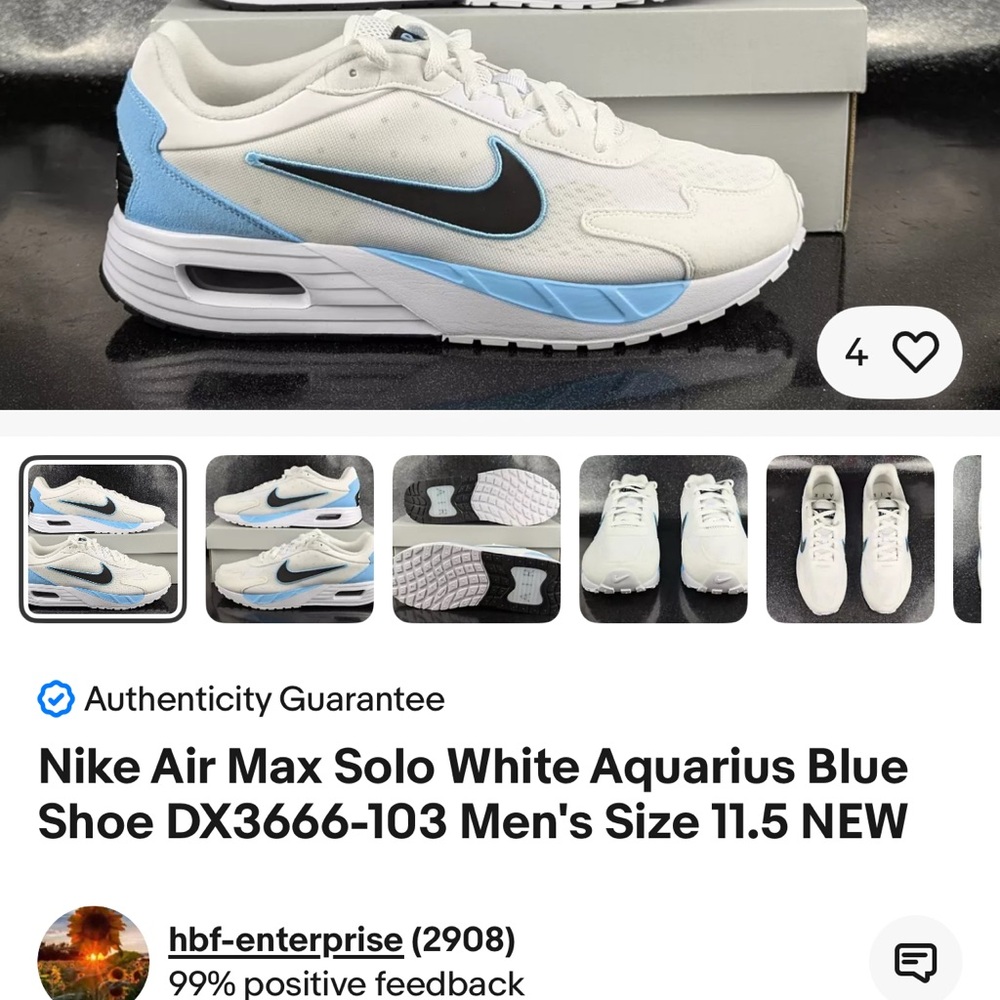 Nike Air Max Solo White and Blue Men's Shoes